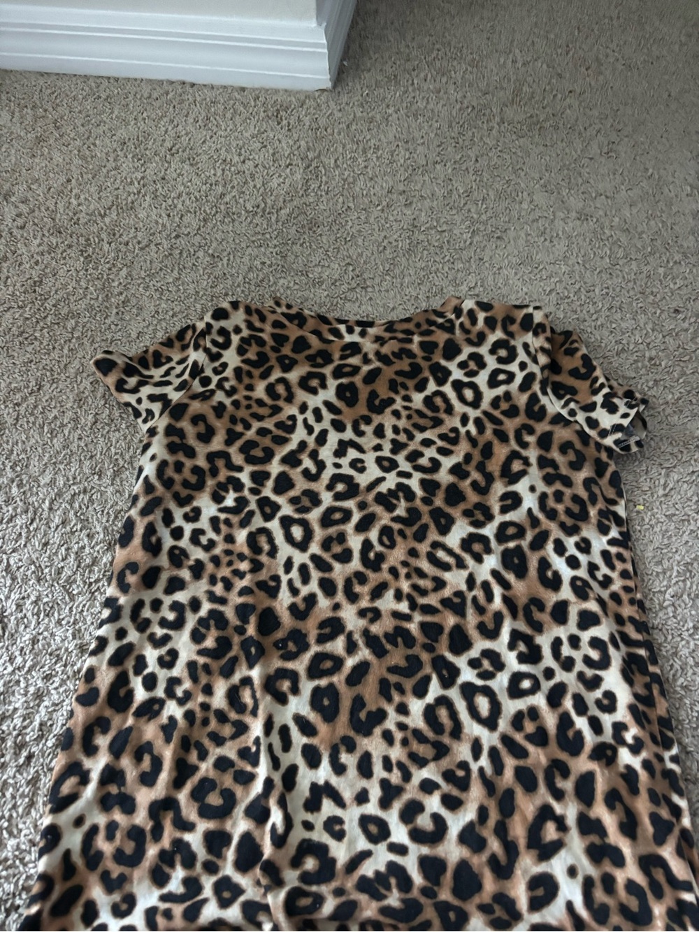 Leopard Print Short Sleeve Women's Top - Tan and Black
